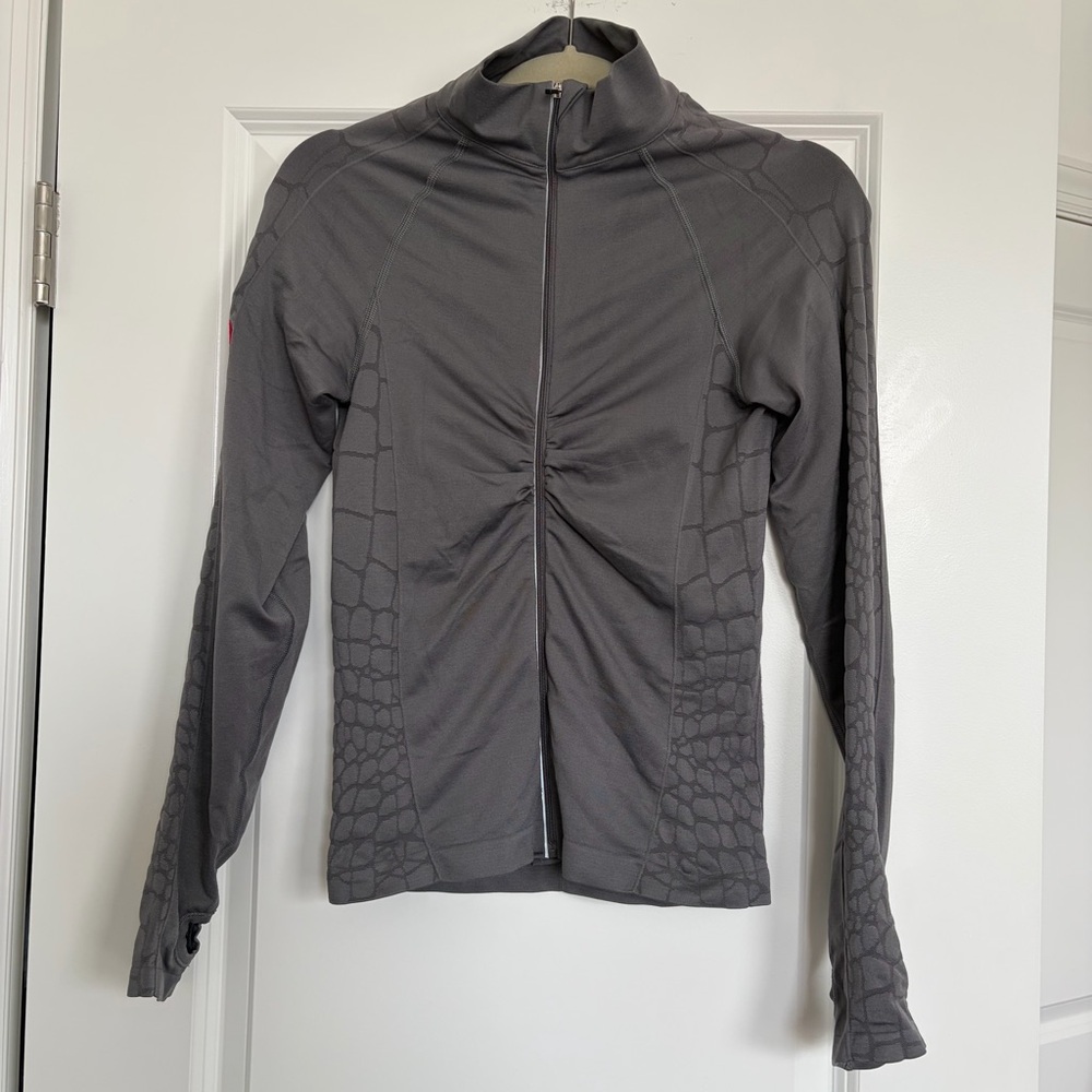 Womens Charcoal Gray Zip-Up Active Jacket